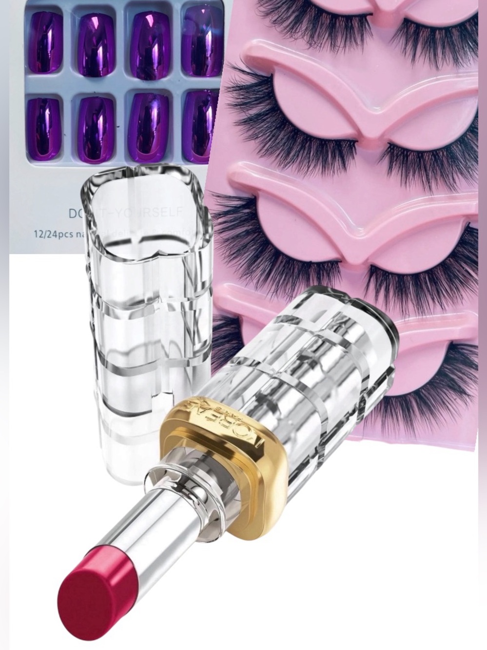 LOREAL Lip Glassy Garnet 926 Deep Garnet Lipstick & Beauty Accessories Set 3 pcs